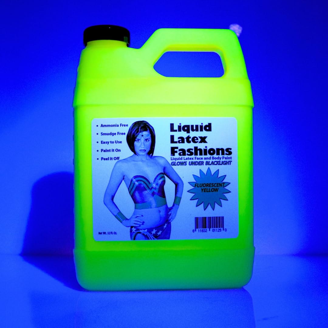 Fluorescent Yellow 32 oz - Liquid Latex Body Paint UV Blacklight Paint Beauty & Personal Care Liquid Latex Fashions