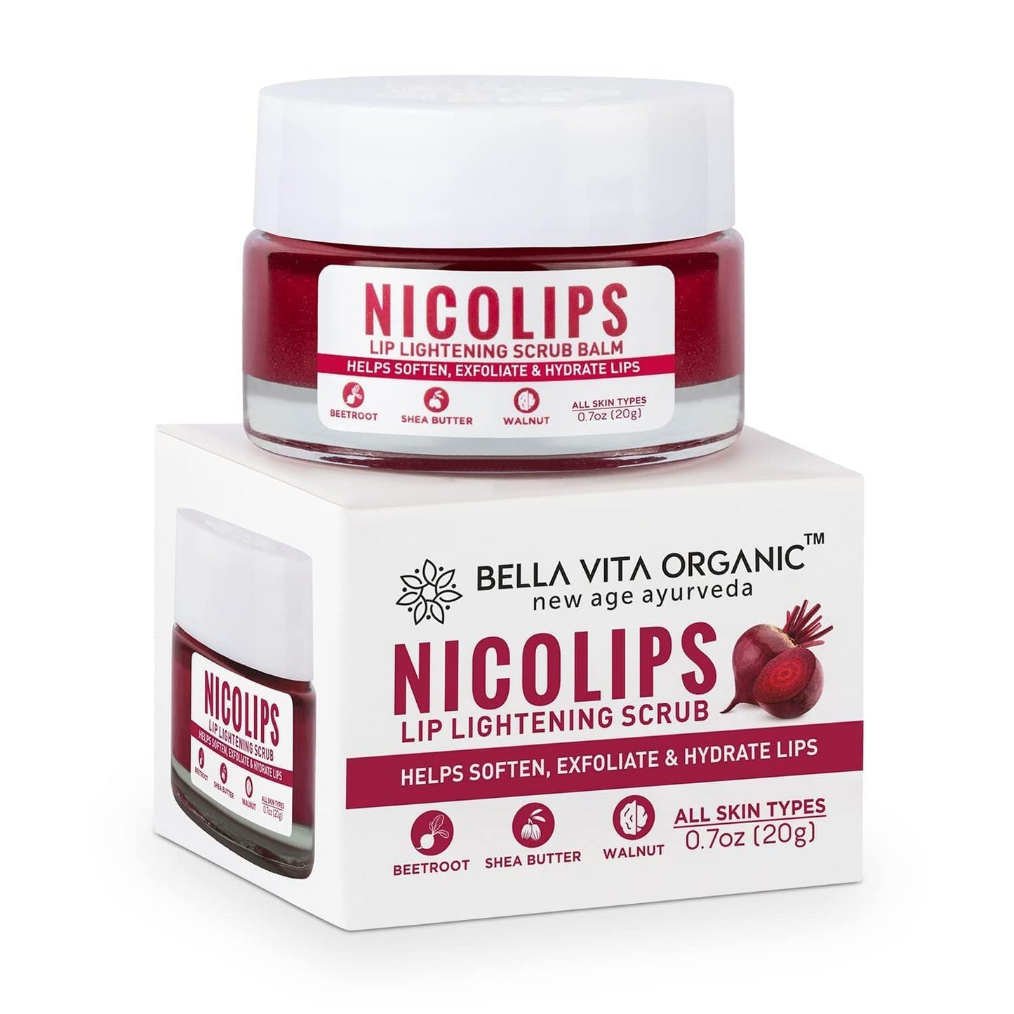 MAGICHOOD Bella Vita Organic NicoLips Lip Balm Scrub For Lightening & Brightening Dark Lips For Men & Women, 20g Each - Set Of 2 Beauty and Personal Care MAGICHOOD