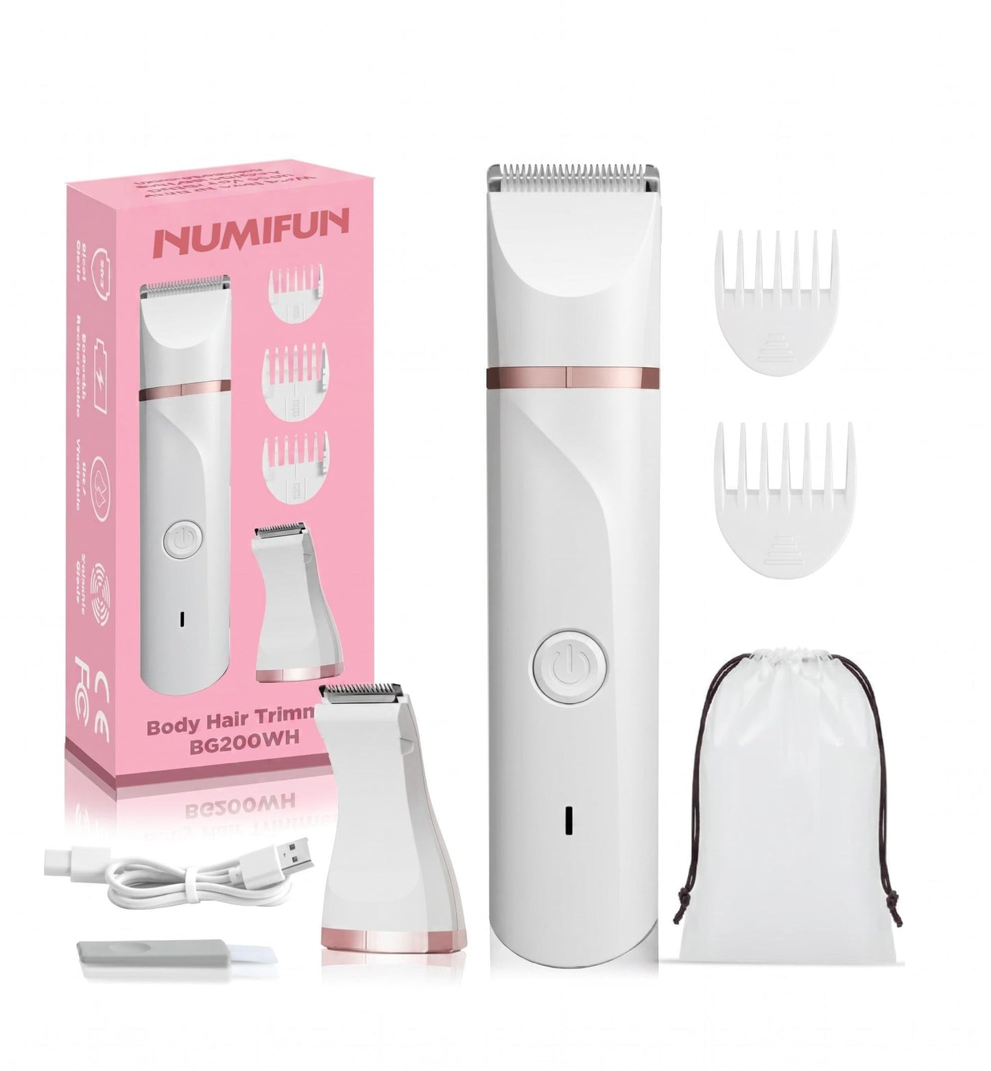 Bikini Trimmer for Women,Electric Razors Shaver for Bikini Legs Pubic Hair,Rechargeable Ladies Bikini Hair Trimmer Removal with Snap-in Ceramic Beauty and Personal Care NUMIFUN