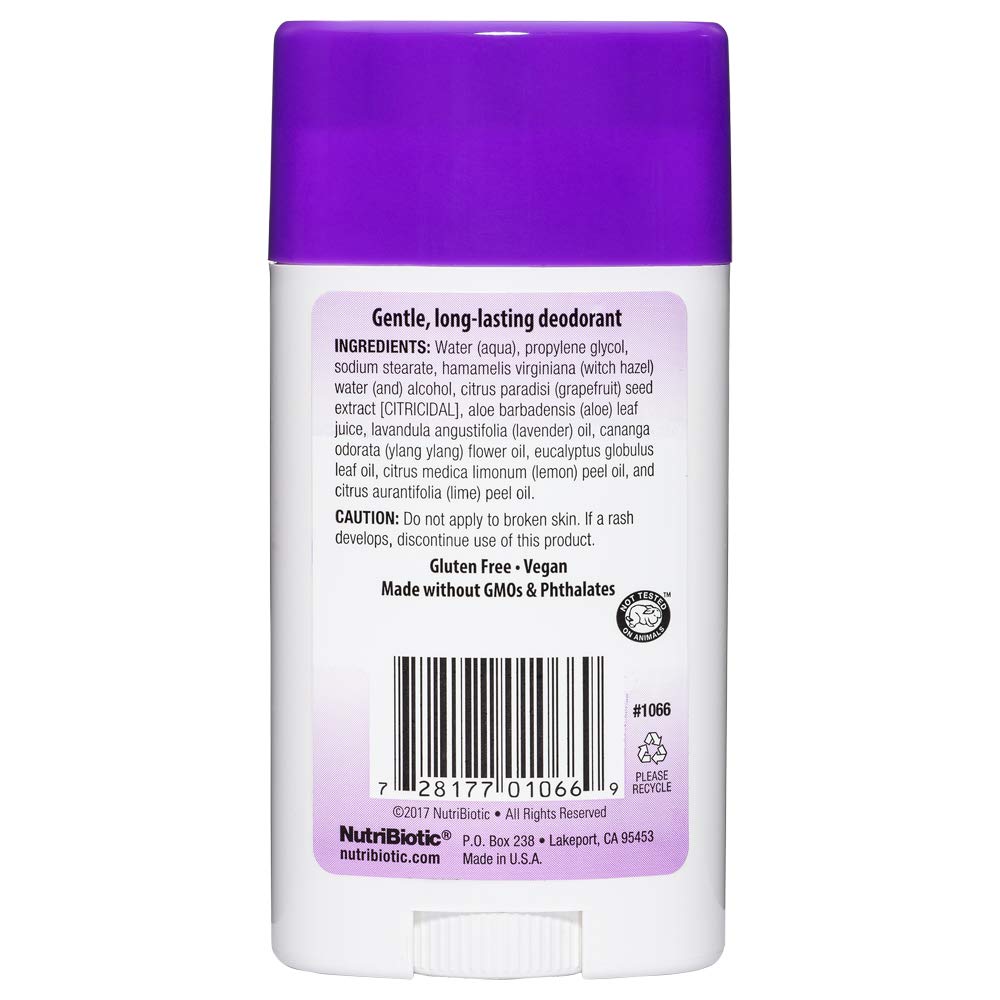 NutriBiotic Deodorant, Lavender, 2.6 Oz Stick Twin Pack - with Witch Hazel, Grapefruit Seed Extract, Aloe & Lavender Oil - Vegan & Free of Aluminum Beauty and Personal Care NutriBiotic