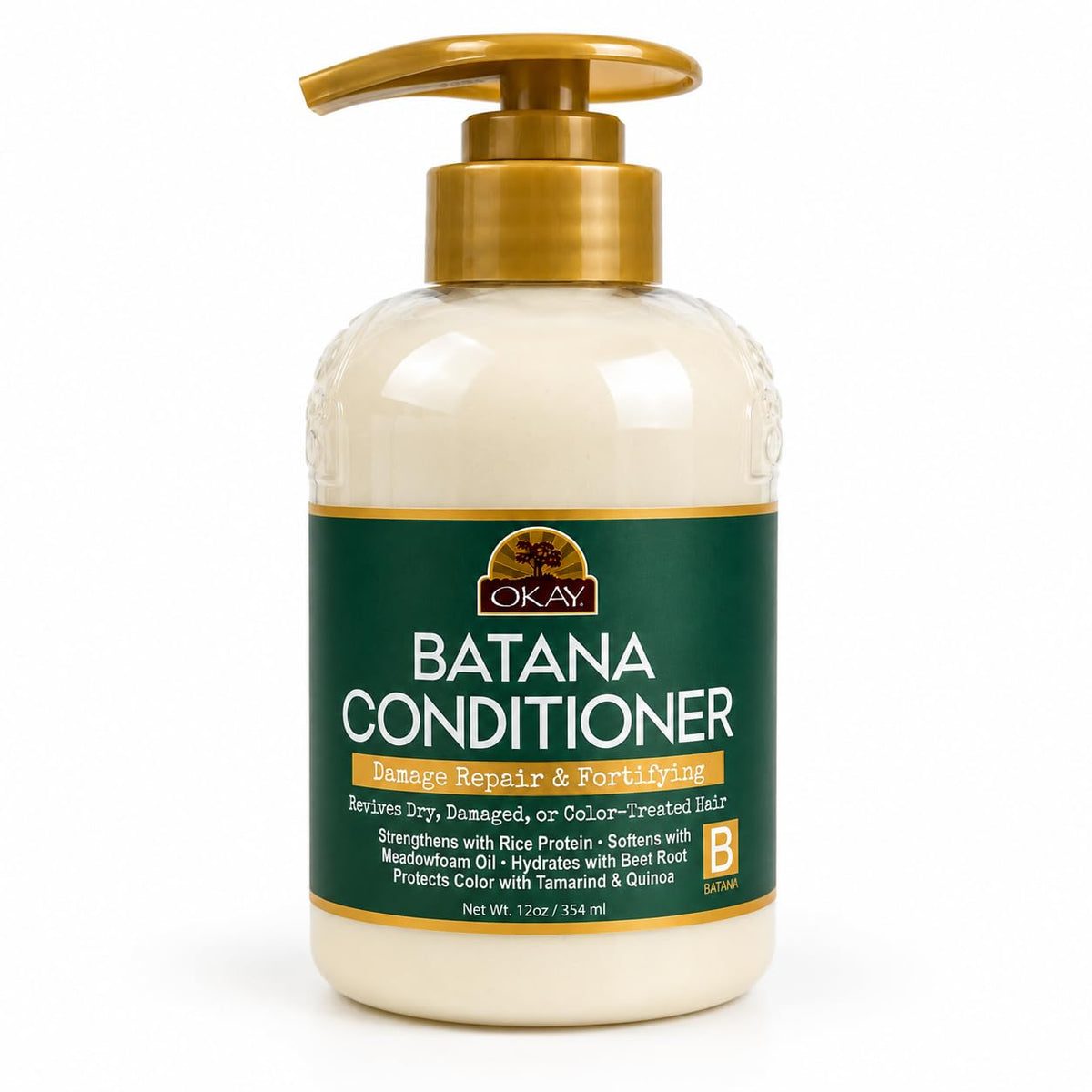 OKAY Batana Oil Moisture Repair Conditioner 12oz - Deep Hydrating Conditioner with Batana Oil, Coconut & Quinoa Protein - Repairs Dry Damaged Hair,