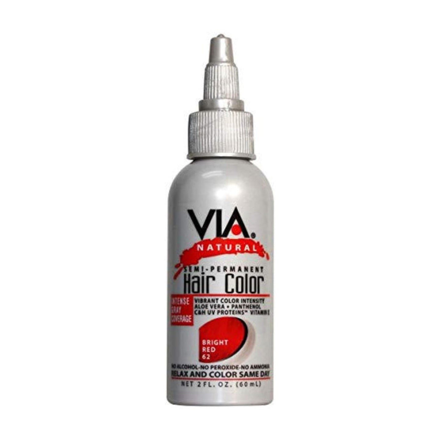 [VIA NATURAL] SEMI-PERMANENT HAIR COLOR RINSE W/ALOE VERA #62 BRIGHT RED Beauty & Personal Care Via Natural