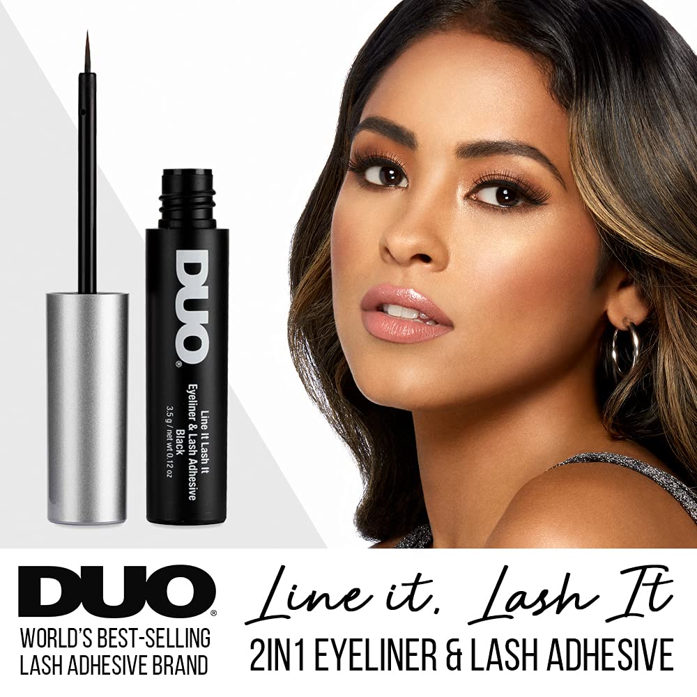 DUO Line It Lash It Lash Glue Liner - Black, 2-in-1 Eyeliner & Eyelash Adhesive for Strip & Cluster Lashes, 0.12 oz