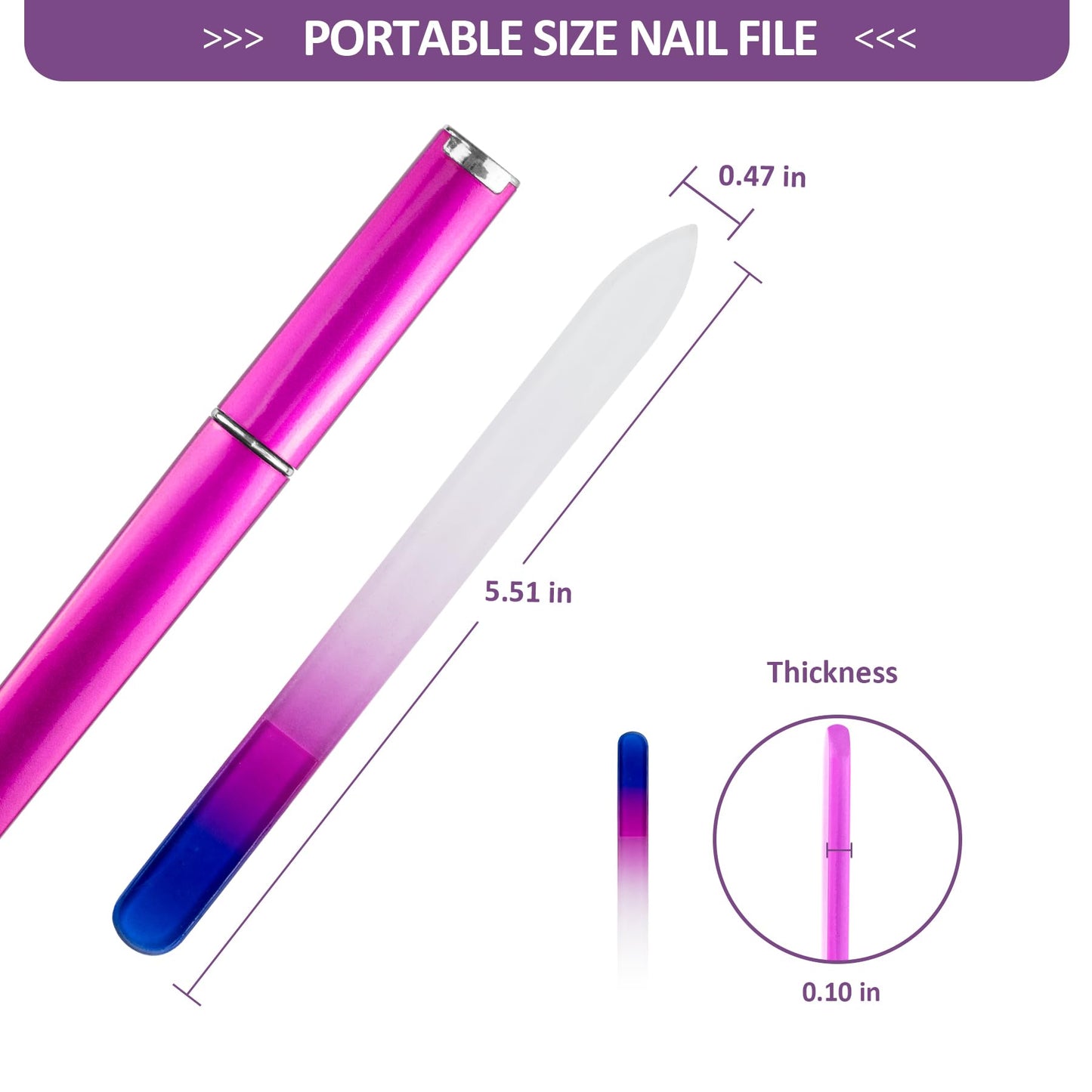 EAONE Crystal Glass Nail File with Case 3 Pack, Double-Sided Etched Fingernail Files for Natural Nails Professional Footnail Care Tool, Stocking Beauty & Personal Care EAONE