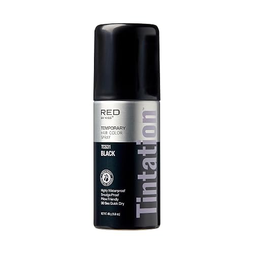 RED by Kiss 1.5OZ. Tintation Temporary Hair Color Spray, Instant Gray Root Cover Up, Water-Resistant, Smudge-Proof, Hairline & Barber Touch-Up, Quick Beauty & Personal Care Red by Kiss