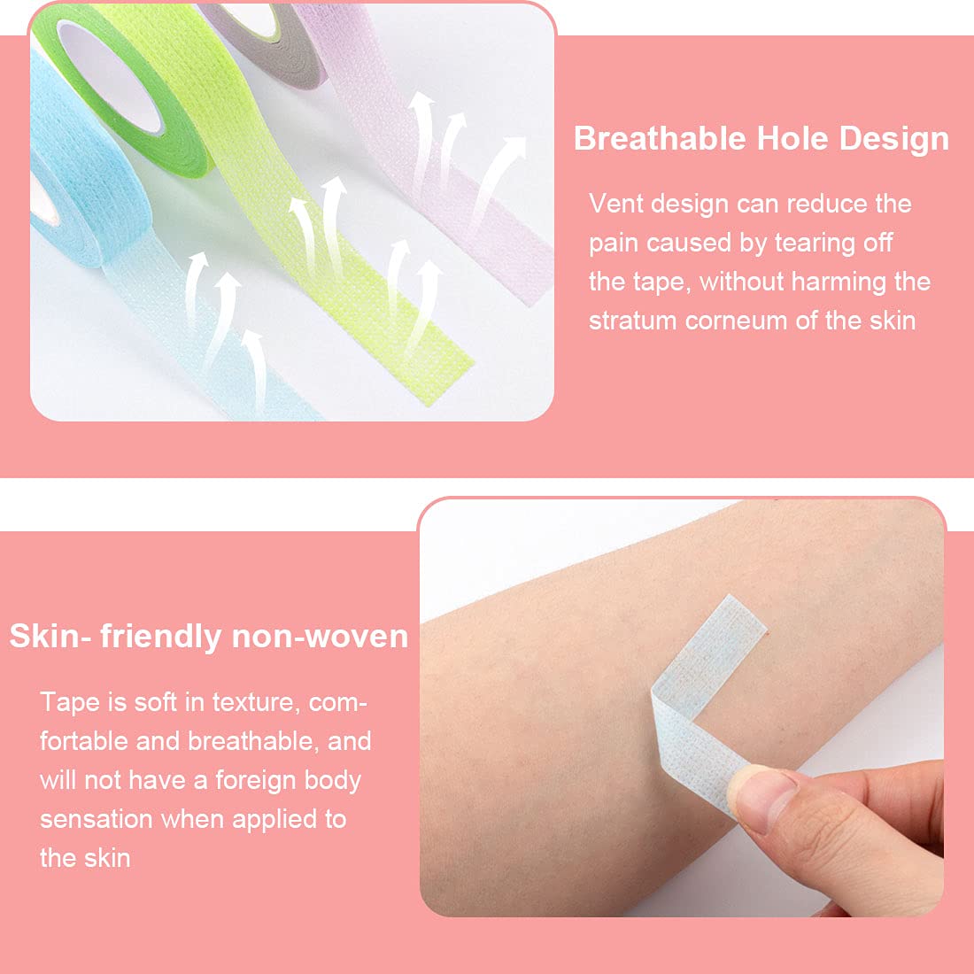 Rolybag 4 Colors Eyelash Extension Tape Breathable Eyelash Tape with Heart Shaped Tape Cutter Adhesive Non Woven Eyelash Tape Ladies Makeup Eyelash Beauty & Personal Care Rolybag