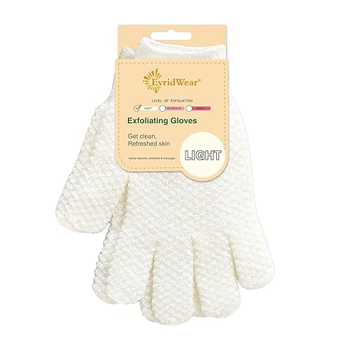 Evridwear Exfoliating Gloves for Shower, 100% Nylon Thick Soft Medium Heavy Bathing Gloves Dead Skin Remover Body Scrubber Smooth Skin with Hang Loop Beauty & Personal Care Evridwear