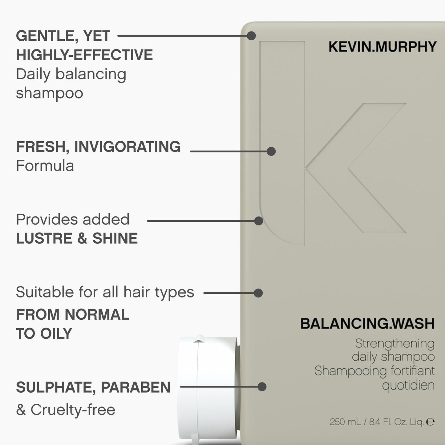 KEVIN.MURPHY BALANCING.WASH - Strengthening Daily Shampoo - For Normal & Oily Hair - Antioxidant Shampoo - Colour Safe Hair Care - Sulphate & Paraben Beauty & Personal Care KEVIN.MURPHY