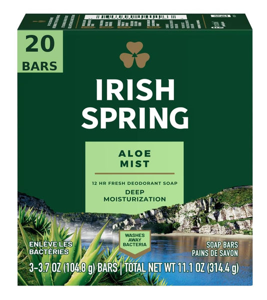 Irish Spring Aloe Bar Soap 3.75 Oz-pack of 20 Bars Beauty & Personal Care Irish Spring