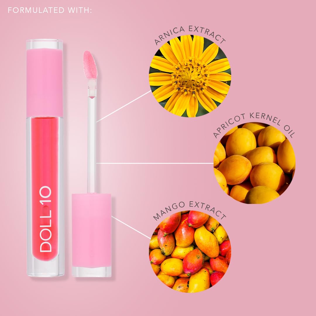 DOLL 10 - Plumping Lip Oil with Arnica and Peptides (Peach Bellini, 0.11 fl oz) Beauty & Personal Care DOLL 10