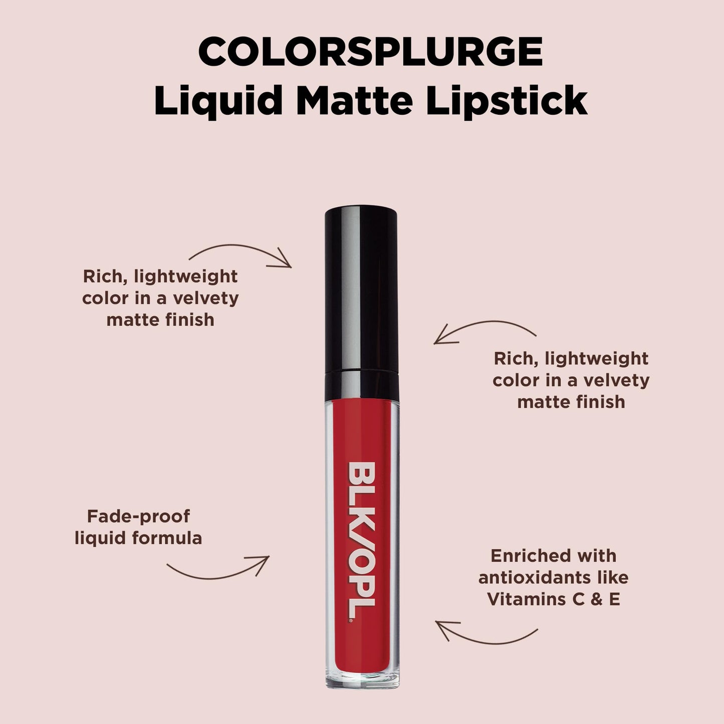 Black Opal BLK/OPL COLORSPLURGE Liquid Matte Lipstick, Berry Red - long-lasting, enriched with Vitamins C & E, paraben-free, cruelty-free Beauty & Personal Care Black Opal