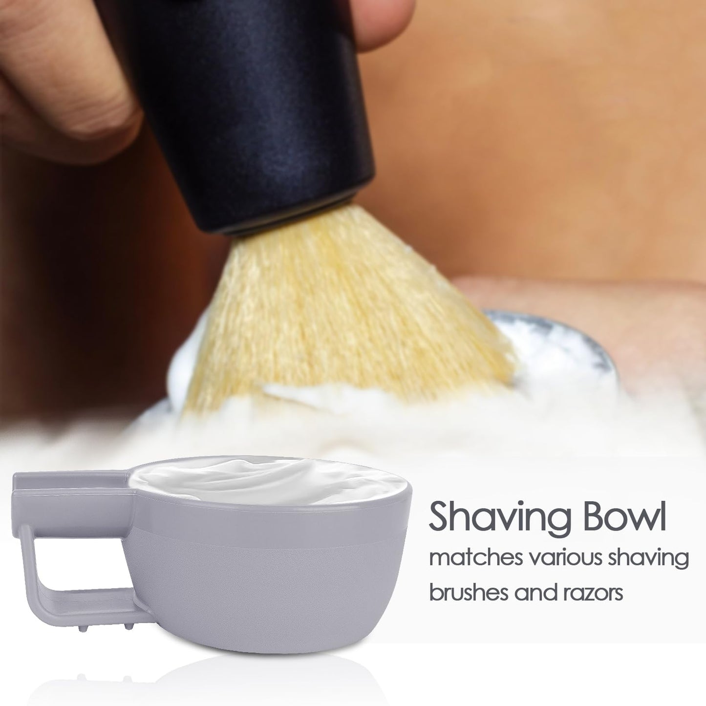 Linkidea Plastic Shaving Soap Bowl with Non-slip Handle, Wide Mouth, Large Capacity, Easier to Lather Ridges, Wet Razor Shave Cream Bowl for Men Beauty and Personal Care Linkidea