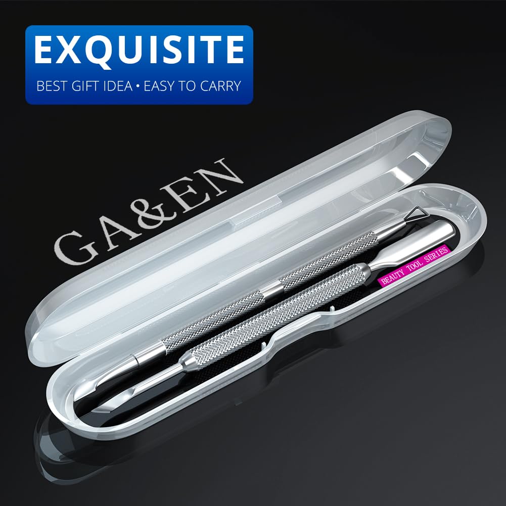 GA&EN 2PCS Metal Silver Cuticle Pusher and Scraper, Nail Trimmer Cutter Stainless Steel Gel Scraper Tool, Nail Polish Remover Peeler Durable Salon Beauty and Personal Care GA&EN