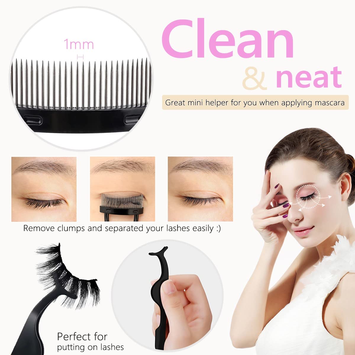 Eyelash Curlers Eyebrow Brush Kit for Women w Lash Curler, Eyelash Comb Seperator, Mascara Brushes, Eyelash Extension Tweezers, Angled Eyebrow Brush Beauty & Personal Care qiipii