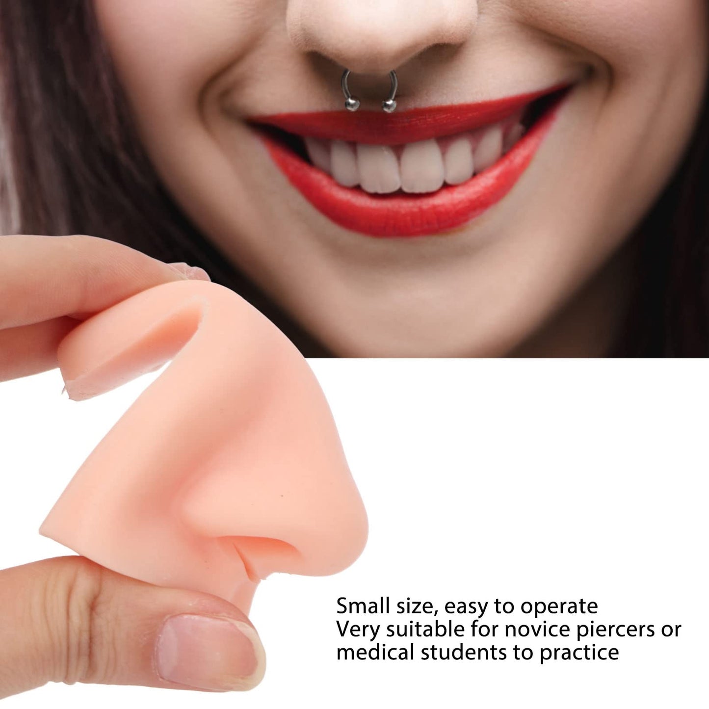 3Pcs Silicone Nose Model, Soft 3D Silicone Flexible Model for Practicing Suture Teaching Instructions Body Part Displays for Jewelry Display Teaching Beauty and Personal Care Agatige