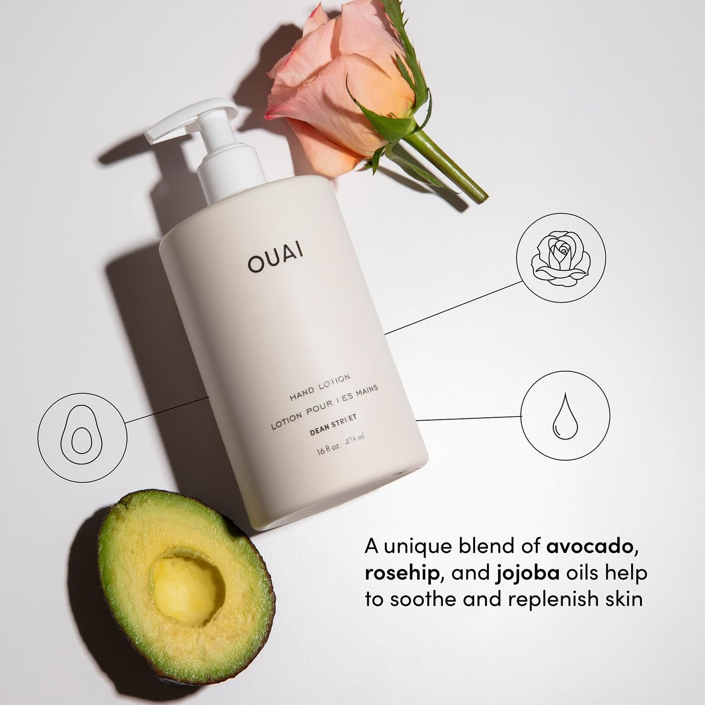 OUAI Hand Wash and Hand Lotion Set, Dean Street Scent - Moisturizes and Exfoliates with Daily Use - Made with Jojoba Esters, Avocado & Rosehip Oils Beauty & Personal Care OUAI