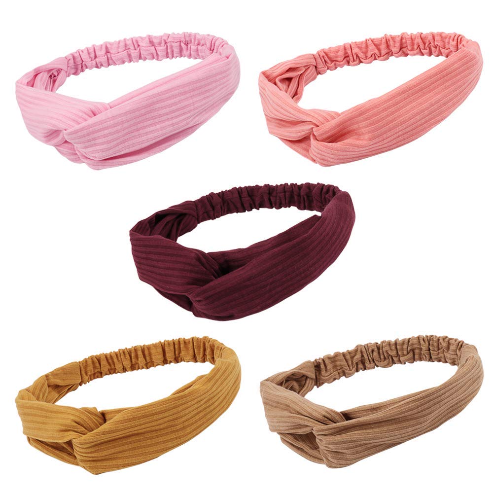 Taomoder 10 Pcs Knot Headbands for Women Boho Headbands Turban Headbands for Women Fashion Hairbands Workout Headbands Sports Hair Band Criss Cross