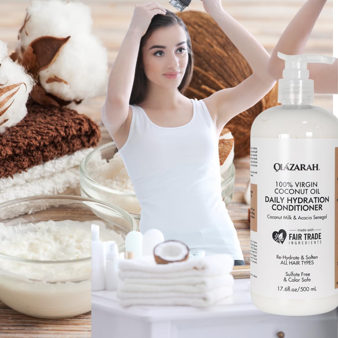 Coconut Daily Hydration Shampoo, 17 fl. oz. & OlaZarah Coconut Oil Conditioner, 17 fl. oz (combination) Beauty & Personal Care OLAZARAH
