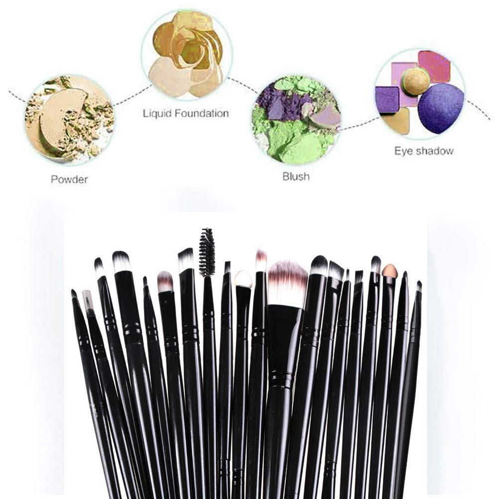 Makeup Brushes ZHIYE Make up Brush Set 20 PCs Professional Face Eyeliner for Foundation Blush Concealer Eyeshadow with Travel Black Beauty & Personal Care ZHIYE