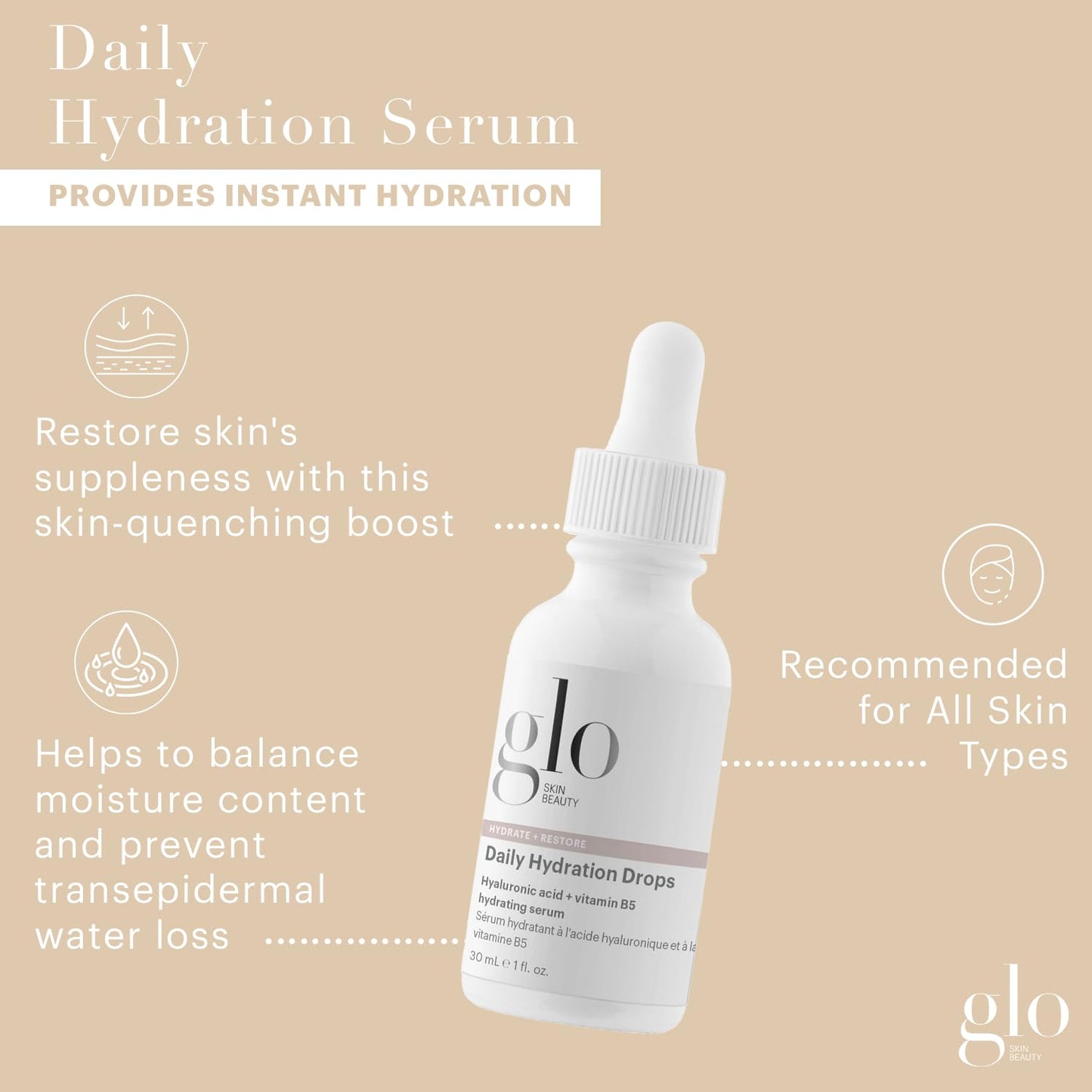 Glo Skin Beauty Daily Hydration Drops - Hyaluronic Acid & Vitamin B5 Hydrating Face Serum Beauty & Personal Care Glo Skin Beauty