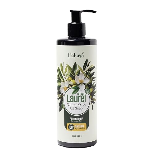 Hekaya Natural Olive Oil Liquid Soap - Laurel Scent | Handmade, Vegan, Sulfate & Paraben Free | Face, Body & Hand Wash | Moisturizing Castile Soap | Beauty & Personal Care Hekaya