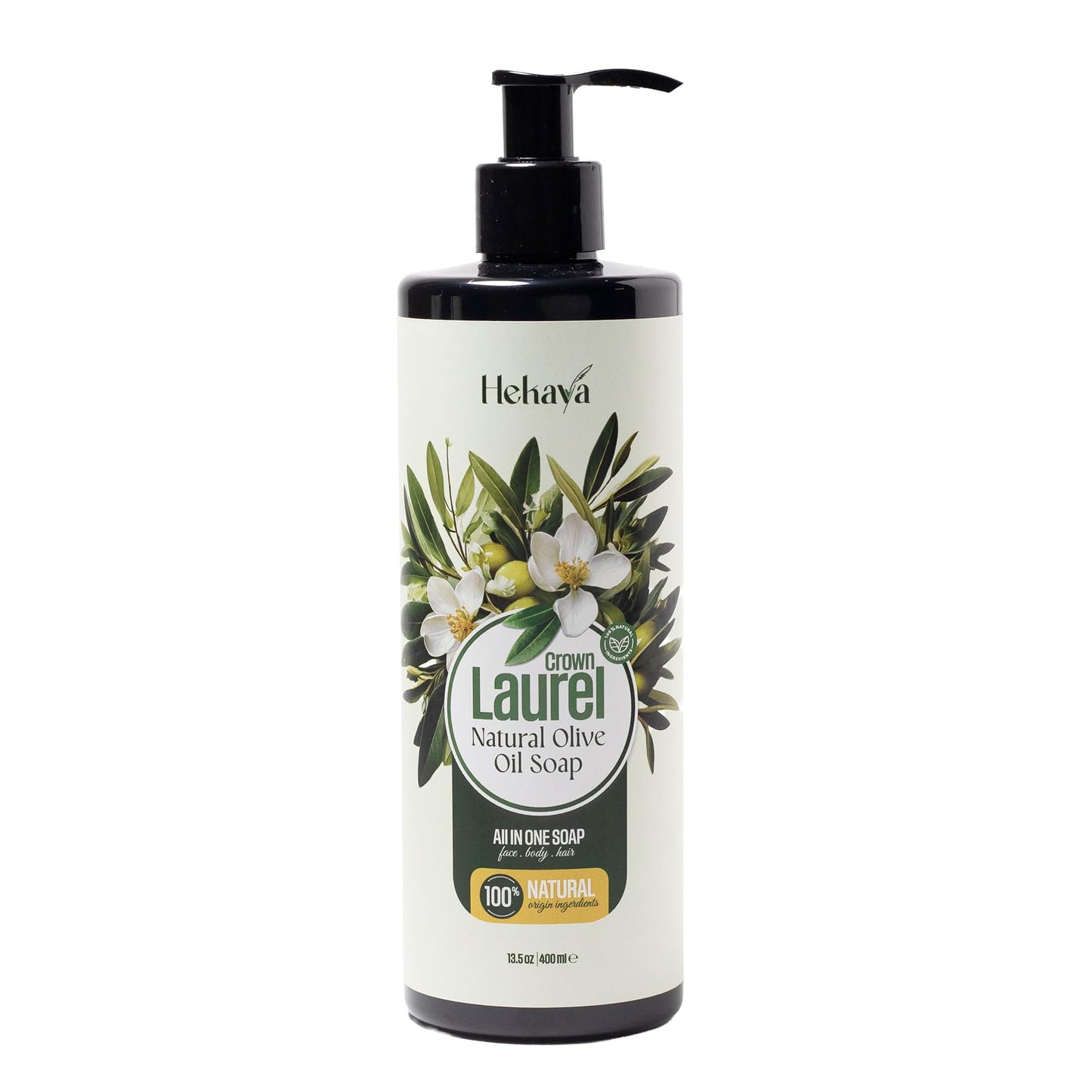 Hekaya Natural Olive Oil Liquid Soap - Laurel Scent | Handmade, Vegan, Sulfate & Paraben Free | Face, Body & Hand Wash | Moisturizing Castile Soap | Beauty & Personal Care Hekaya