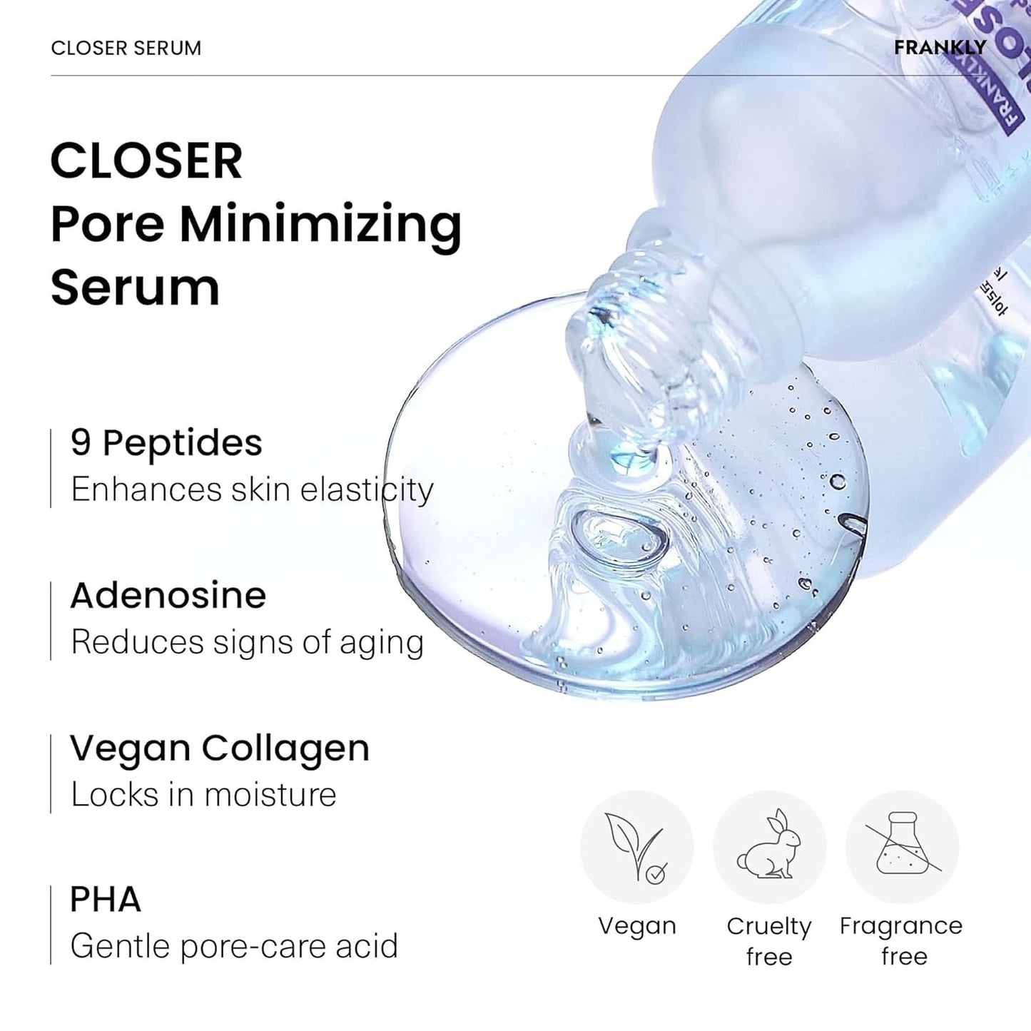 FRANKLY Closer Serum Mega Jumbo | Pore Minimizer Serum | 9 Peptides, Vegan Collagen, Adenosine, PHA | Korean Pore Minimizer for Glass Skin Beauty and Personal Care FRANKLY