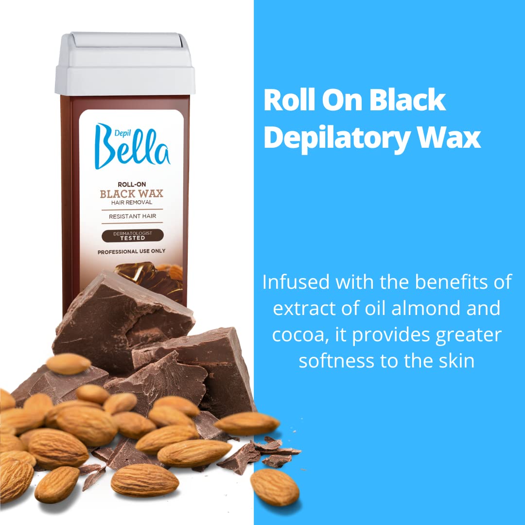 Depil Bella Roll On Wax Black Depilatory - Body Waxing, Hair Removal Wax-Cartridge - For Men and Women - Home Self Waxing - Sensitive Skin Beauty and Personal Care DEPIL BELLA