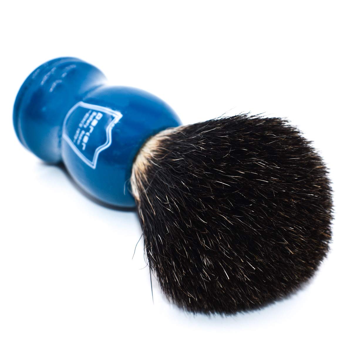 Parker 100% Black Badger Shaving Brush with Blue Wood Handle & Stand - Premium Wet?Shaving Lather Brush for Men Beauty and Personal Care Parker Safety Razor