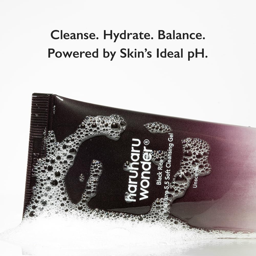 HARUHARU wonder Black Rice Moisture 5.5 Soft Cleansing Gel, Gentle Daily Cleanser, Low 5.5pH, Moisture Balance, Soap Free, For Sensitive Skin, Vegan Beauty and Personal Care HARUHARU