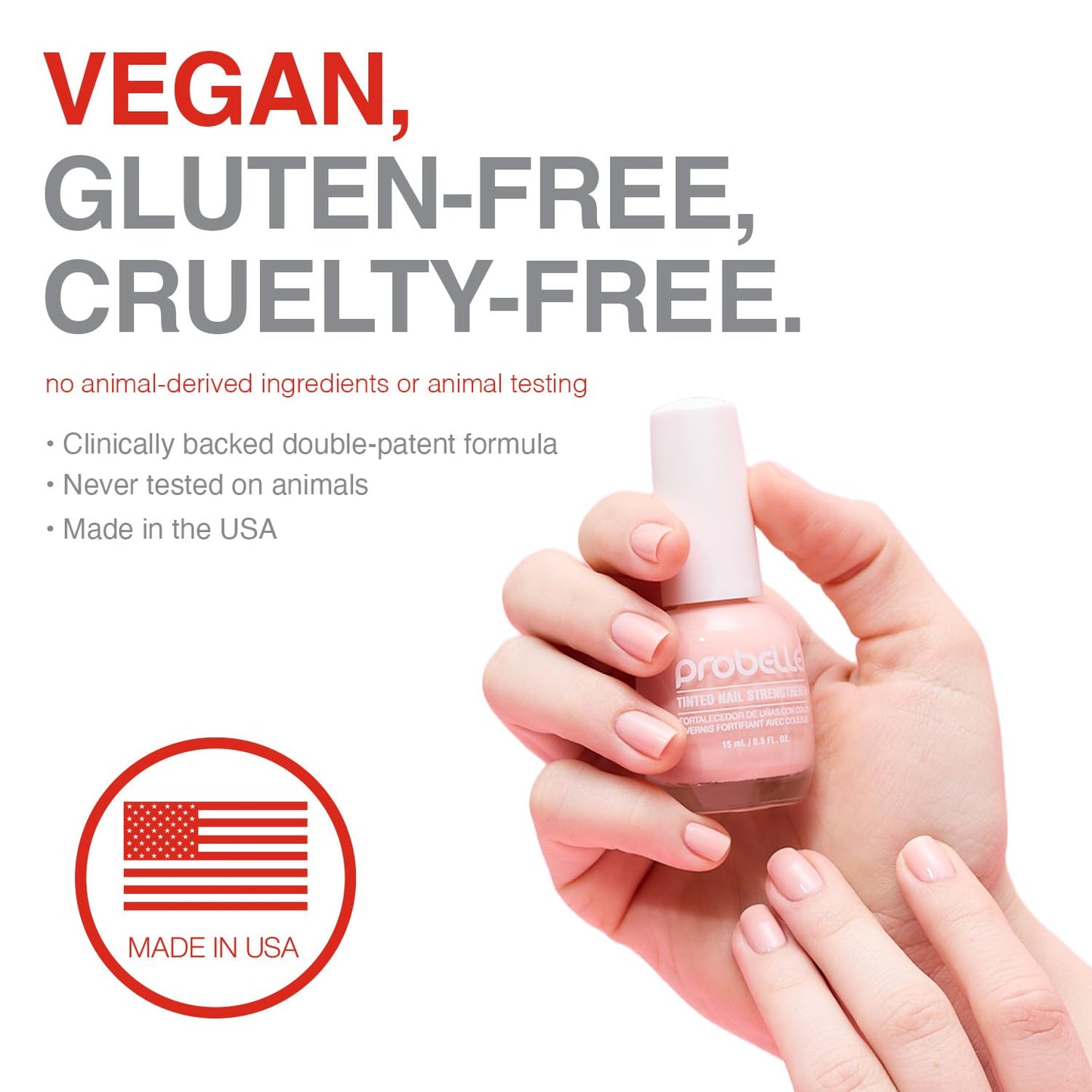 Probelle Tinted Nail Strengthener, Colored Nail Strengthening Treatment, Nail Growth and Repair, Stops Peeling, Splits, Chips, Cracks, and Strengthens Beauty & Personal Care Probelle