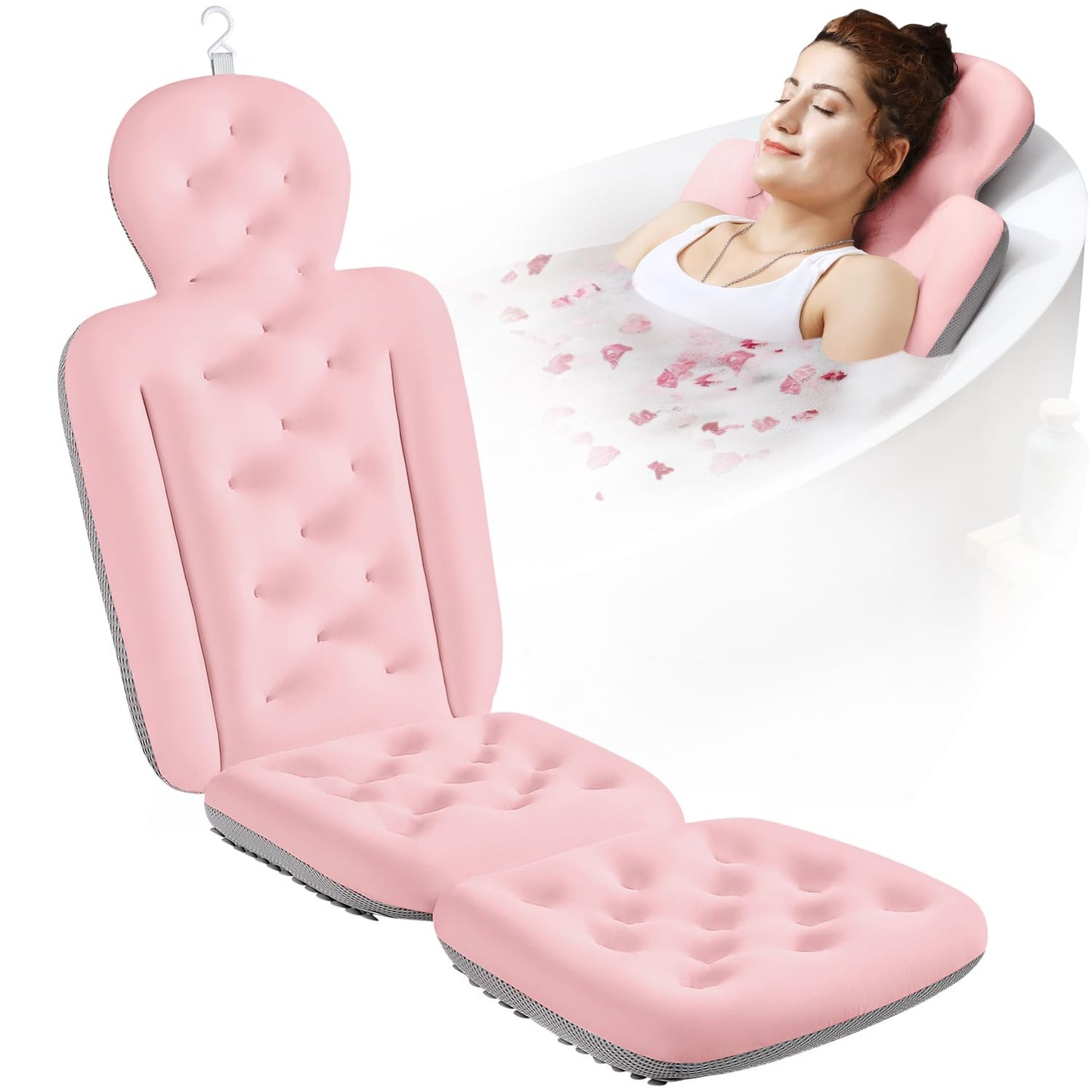 Full Body Bath Pillow for Bathtub, Thick Bathtub Cushion, Luxury Tub Pillow for Bath for Headrest Neck and Back Support Pink 56" x 16" Beauty and Personal Care VOXOR