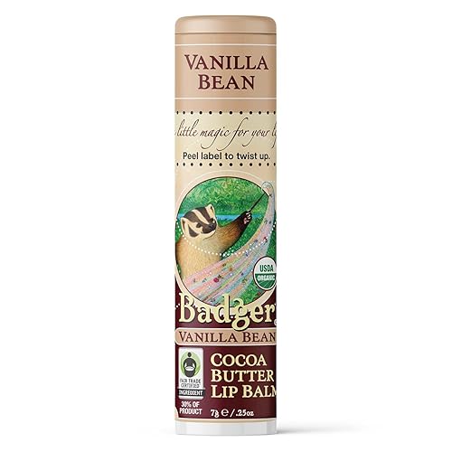 Badger - Cocoa Butter Lip Balm, Creamy Cocoa, Certified Organic Lip Balm, Fair Trade, Natural Lip Balm, Lip Butter, Lip Balm Cocoa Butter, Cocoa Care Beauty & Personal Care Badger