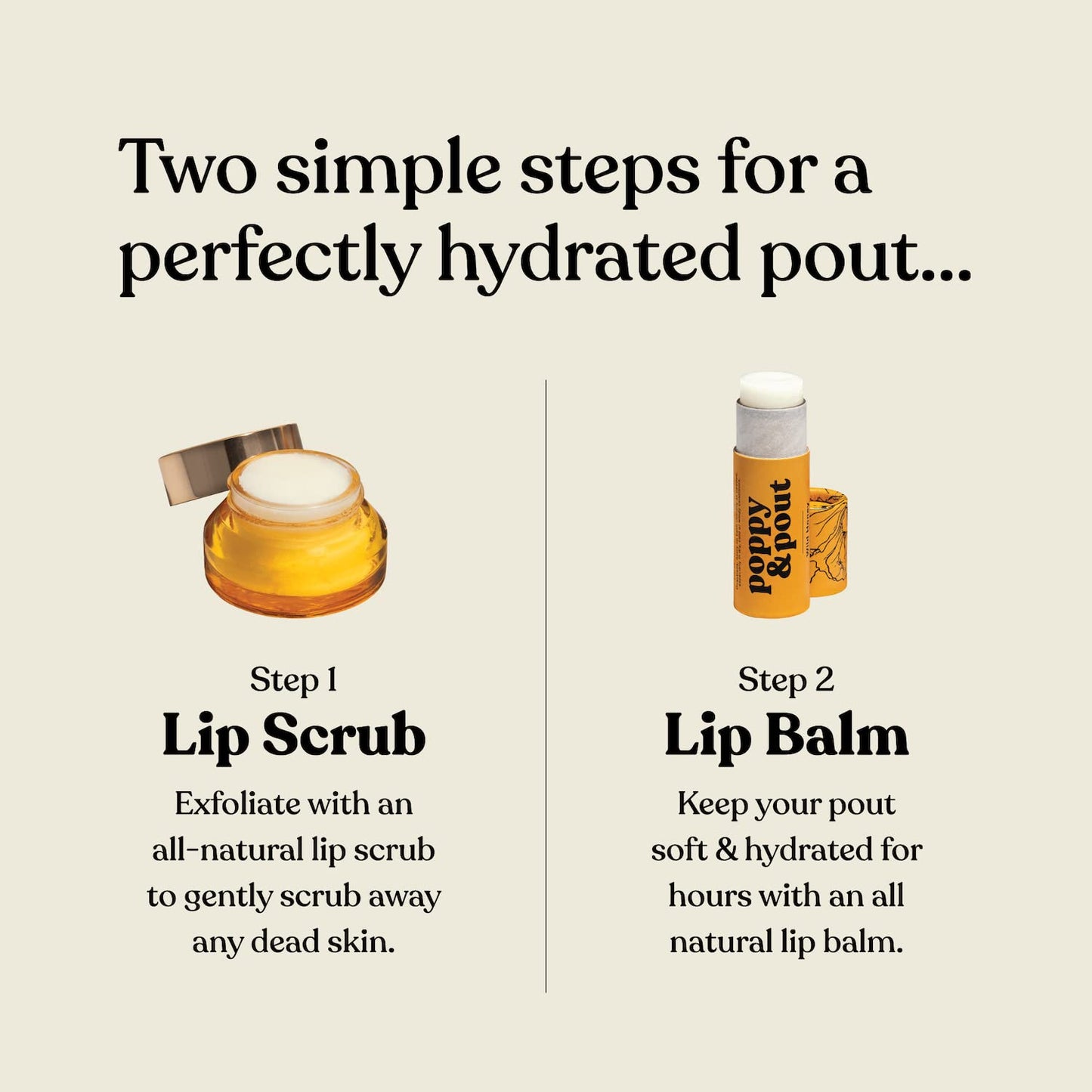 Poppy & Pout Lip Care Set - Lip Balm & Scrub - Sustainable Cardboard Tubes & Glass Jars, All Natural, Beeswax, Coconut Oil, Cruelty Free, Exfoliating Beauty and Personal Care Poppy & Pout
