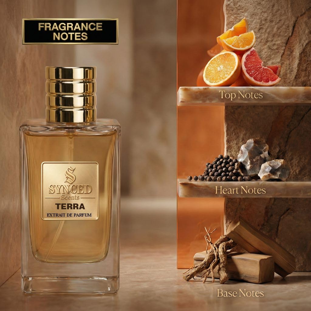 SYNCED Scents TERRA Inspired by Terre deH.ermes Perfume for Men - Long Lasting Citrus Woody Fragrance - Intense Earthy Fresh Masculine Orange Beauty & Personal Care SYNCED Scents