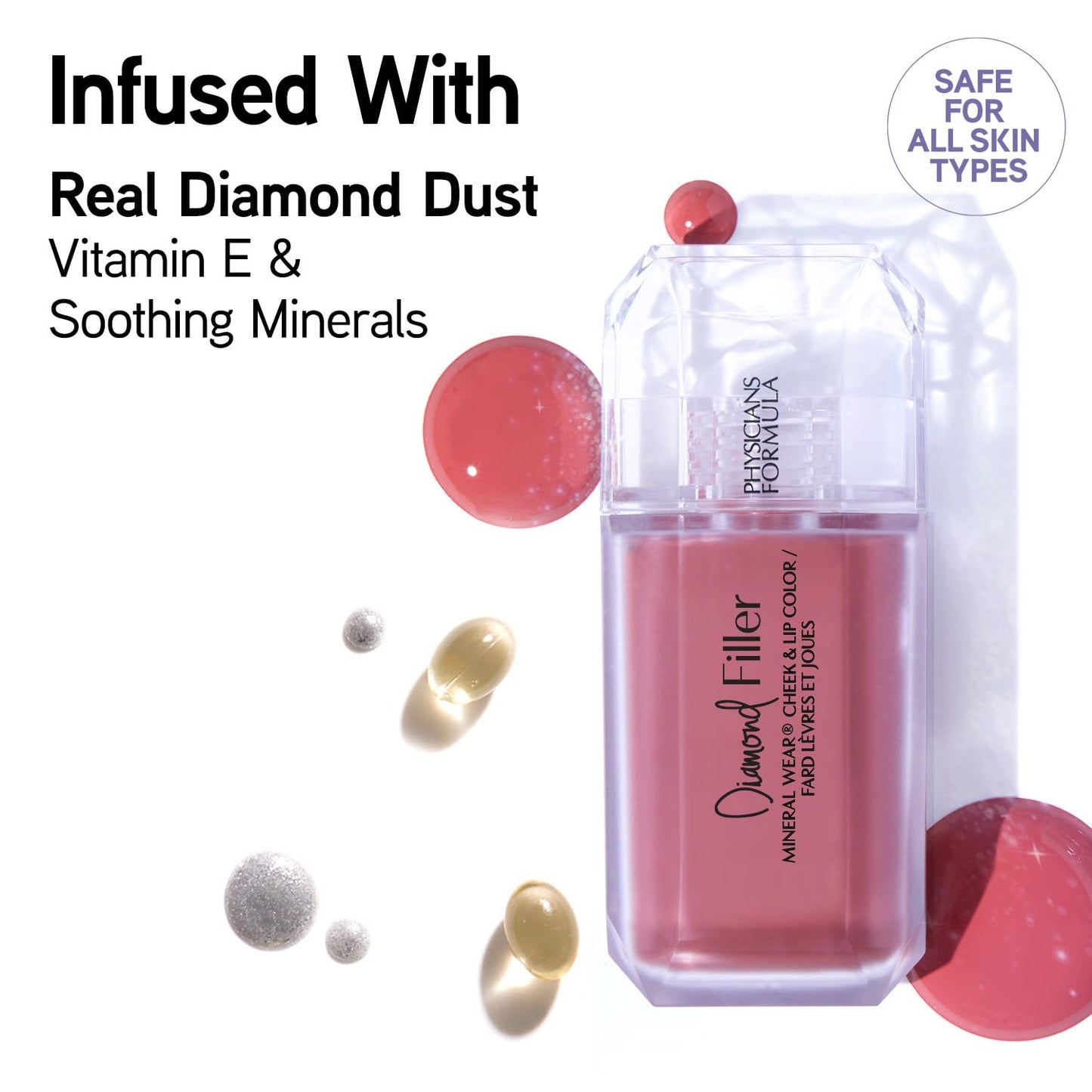 Physicians Formula Mineral Wear®Diamond Filler Cheek & Lip Color, Serum-to-Cream Multi-Use Liquid Blush Formula, Plumps & Smooths for Fuller Looking Beauty & Personal Care Physicians Formula