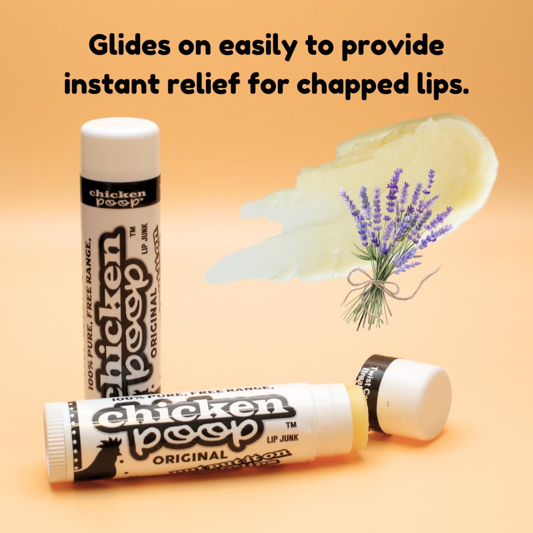 .15 oz. Chicken Poop® ORIGINAL FLAVOR Lip Junk for Dry, Chapped Lips, LIP BALM BULK PACK OF 24 Beauty and Personal Care Simone Chickenbone