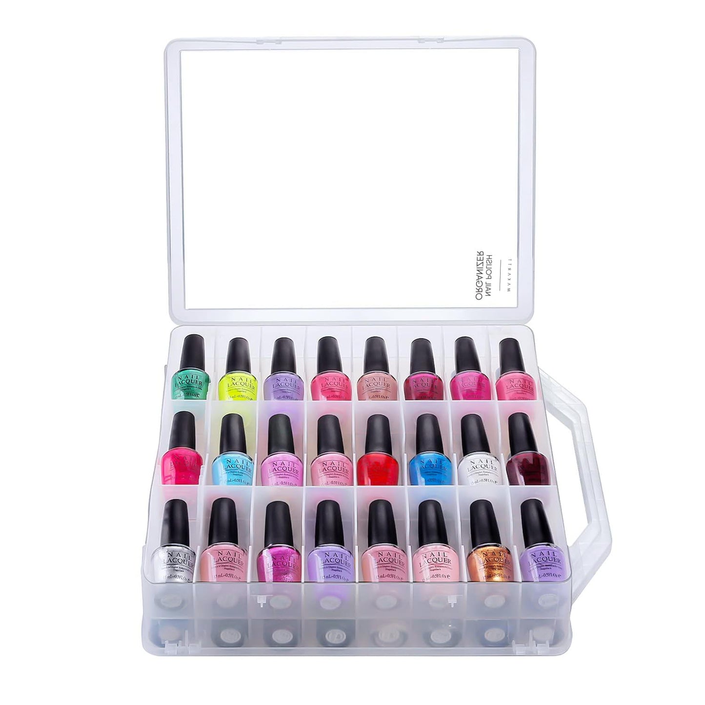 Makartt Nail Polish Organizer: Clear Universal Nail Polish Holder for 48 Bottles, Portable Sturdy Gel Nail Polish Organizer Case with 8 Adjustable Beauty & Personal Care Makartt