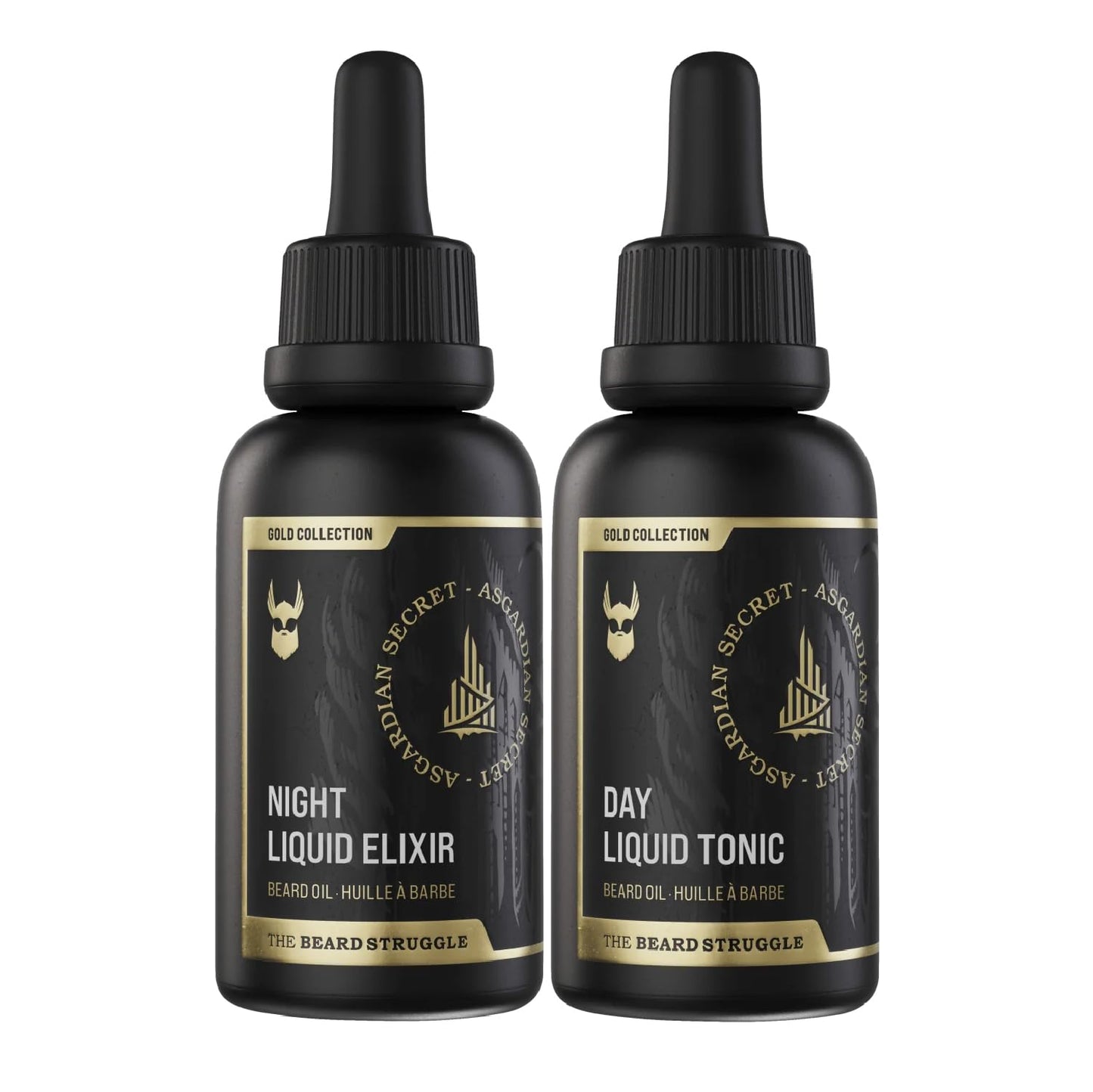 The Beard Struggle Tonic + Elixir Beard Oil Bundle - Gold Collection - Grooming Beard Oil - Softens, Moisturizers, and Strengthens Beard Growth - Pack Beauty and Personal Care The Beard Struggle