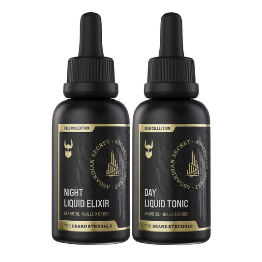 The Beard Struggle Tonic + Elixir Beard Oil Bundle - Gold Collection - Grooming Beard Oil - Softens, Moisturizers, and Strengthens Beard Growth - Pack Beauty and Personal Care The Beard Struggle
