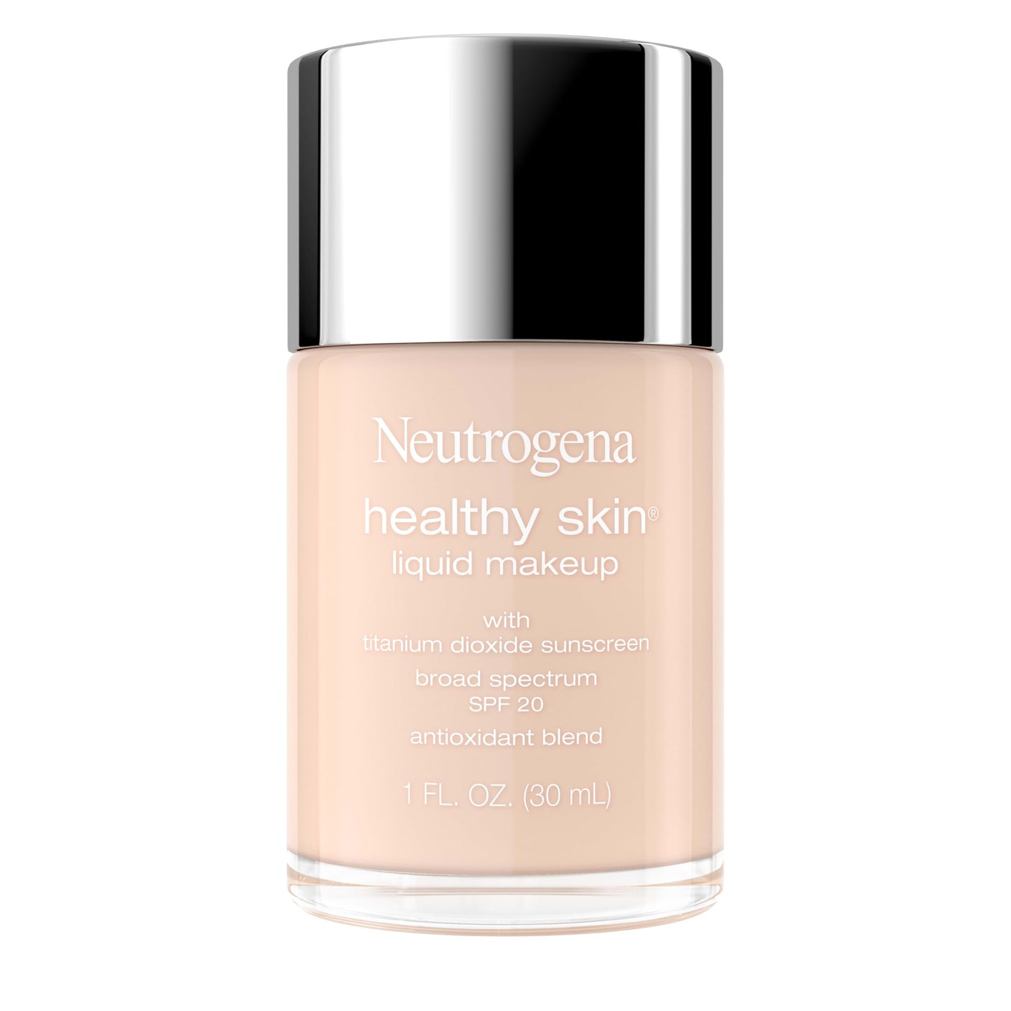 Neutrogena Healthy Skin Liquid Foundation Makeup Broad Spectrum SPF 20 Sunscreen, Medium Coverage, Vit B5, Antioxidants, All Day Wear, Porcelain 110N Beauty & Personal Care Neutrogena