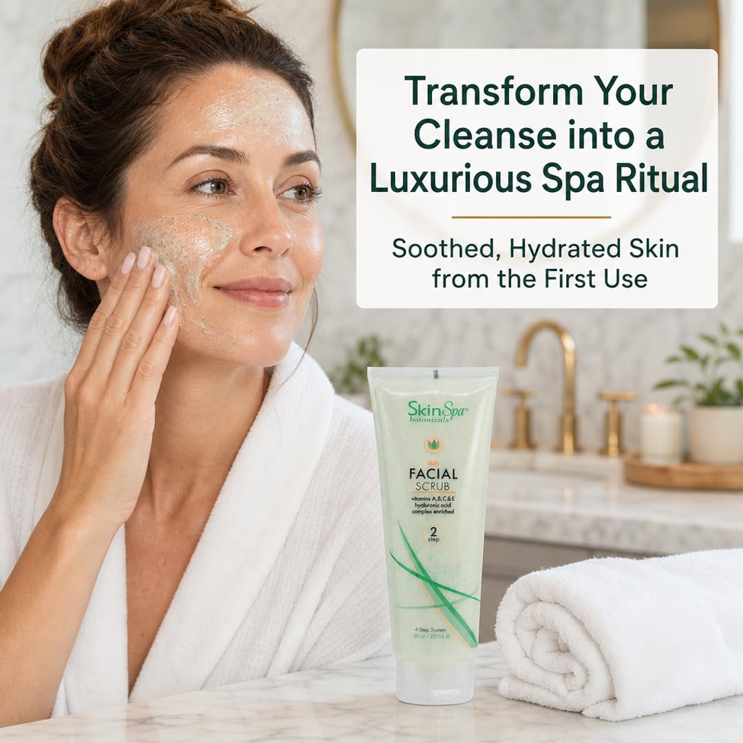 SKIN SPA Exfoliating Face Scrub - Pumice, Hyaluronic Acid, Retinol & Aloe Vera | 3-in-1 Cleanser, Exfoliant & Treatment for All Skin Types | Beauty & Personal Care SkinSpa
