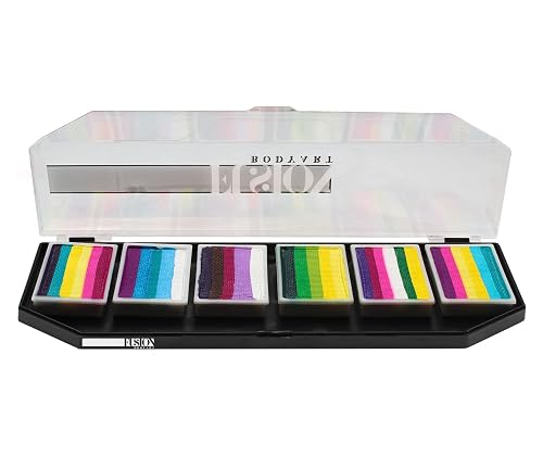 Fusion Body Art Pro Quality Professional Face Painting Palette - Leanne's Pretty Rainbow | Hypoallergenic Safe & Non-Toxic - Perfect for Full Face Beauty & Personal Care FUSION BODY ART