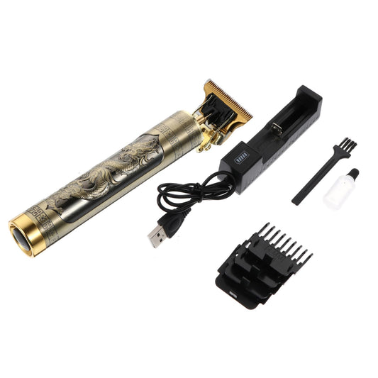 FRCOLOR Professional Clipper Trimmer for Barber Vintage Engraved Kit with Battery Charger Guide Oil Brush Portable Lightweight Quiet Grooming Tool Beauty and Personal Care FRCOLOR