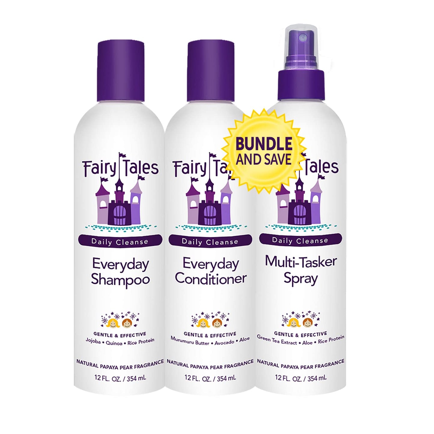 Fairy Tales Daily Cleanse Everyday Kids Shampoo, Conditioner, and Spray set - Gentle Natural Defining, Tangle Free, Moisturizing + Hydrating, Clean + Beauty & Personal Care Fairy Tales