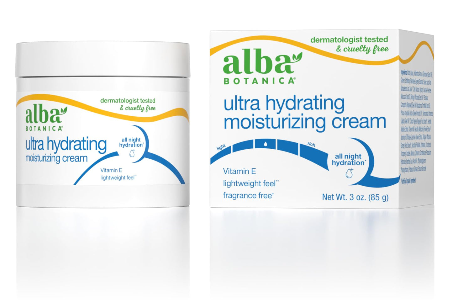 Alba Botanica Ultra Hydrating Moisturizing Cream, with Vitamin E, Fragrance Free, 3 Oz (Packaging May Vary) Beauty & Personal Care Alba Botanica