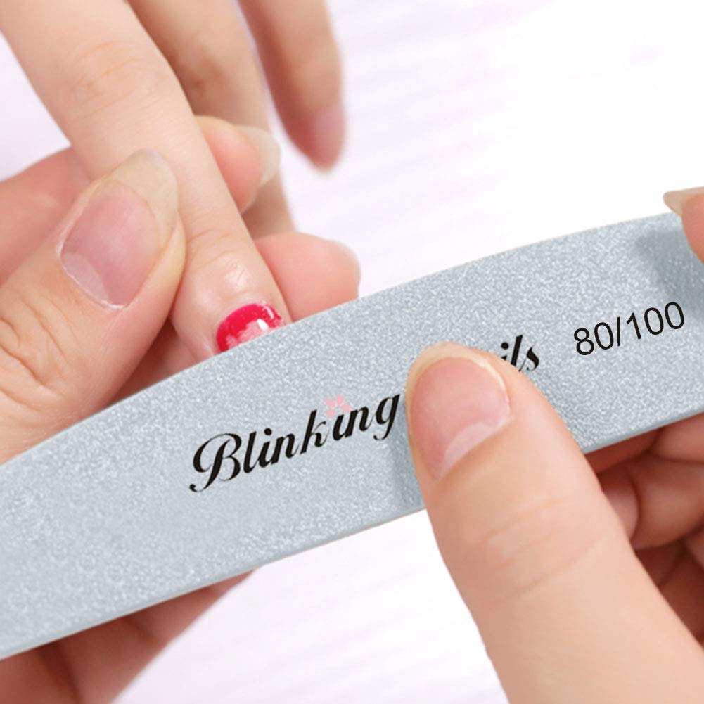 Abrasive Nail File 80/100 Grit 10Pcs Acrylic Nail Files and Buffers, Professional Washable Nail File Buffer Block with Double Sides Designed Beauty & Personal Care BlinkingNails