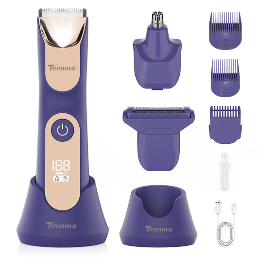 TEENOVA Manscape Body Hair Trimmer for Men, No Nick Pubic Bikini Trimmer for Women, 3 in 1 Versatile Groin Shaver with Nose Hair Trimmer, Cordless Beauty and Personal Care TEENOVA