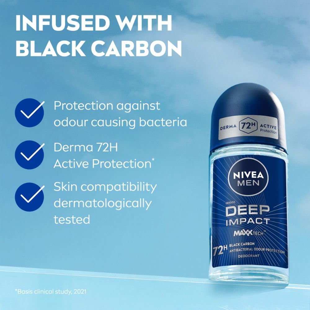 NIVEA MEN Deep Impact Freshness Deodorant Roll-on - For MEN, 50ml Beauty and Personal Care NIVEA