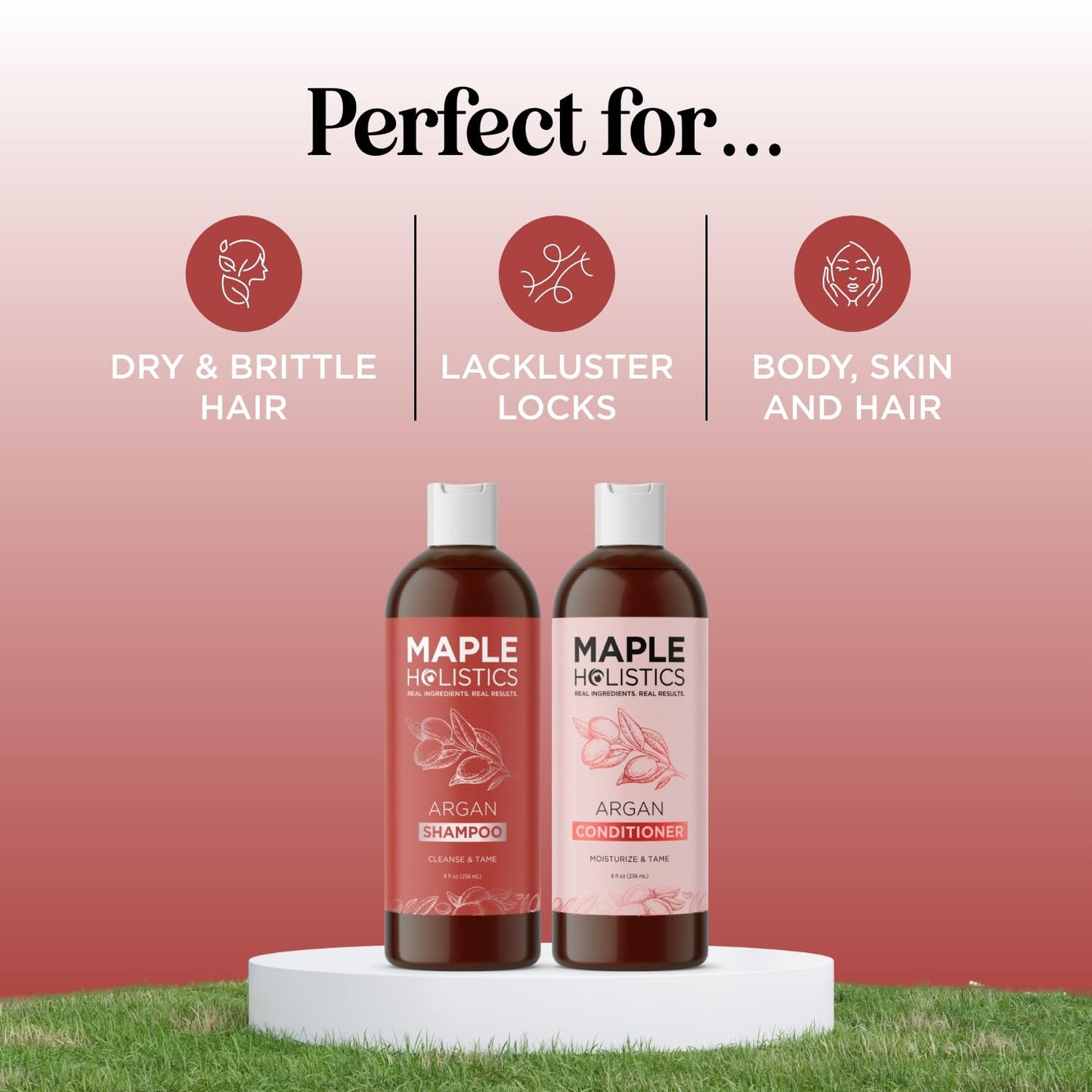Argan Oil of Morocco Shampoo and Conditioner - Sulfate Free Shampoo and Conditioner Set for Color Treated Hair - Volumizing Shampoo and Conditioner Beauty & Personal Care Maple Holistics